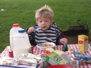 Brycen enjoys Honey Smacks!